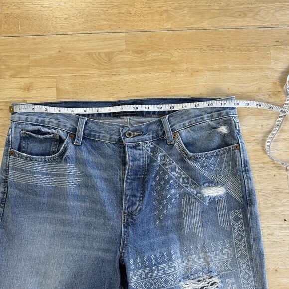 Lucky Brand Jeans Blue Sienna Slim Boyfriend Distressed Ripped Boho Tribal 10/30 - Picture 13 of 16